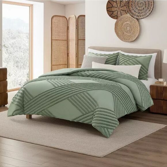 Koolaburra By Ugg Koolawash Campbell Twin/XL Comforter Set w/Shams- Desert Sage - Picture 1 of 11